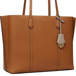 Barely used Tory Burch Perry triple compartment leather tote bag